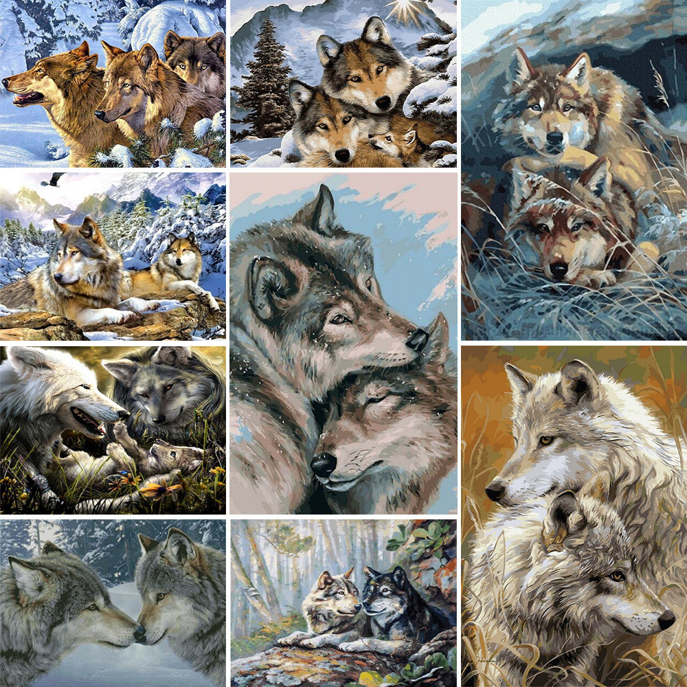 Wolf Jewelry & Watches Tampa - Animal Wolf Printed Fabric Cross Stitch