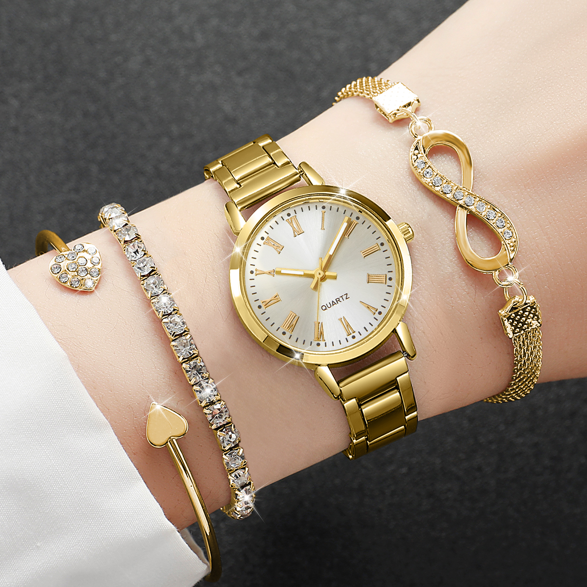 Jewelry Diamond Watches - 4PCS Fashion Women Watches Diamond Bracelets