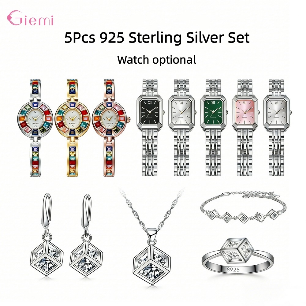 Best Jewelry Watches - Exquisite 925 Sterling Silver Geometry Crystal