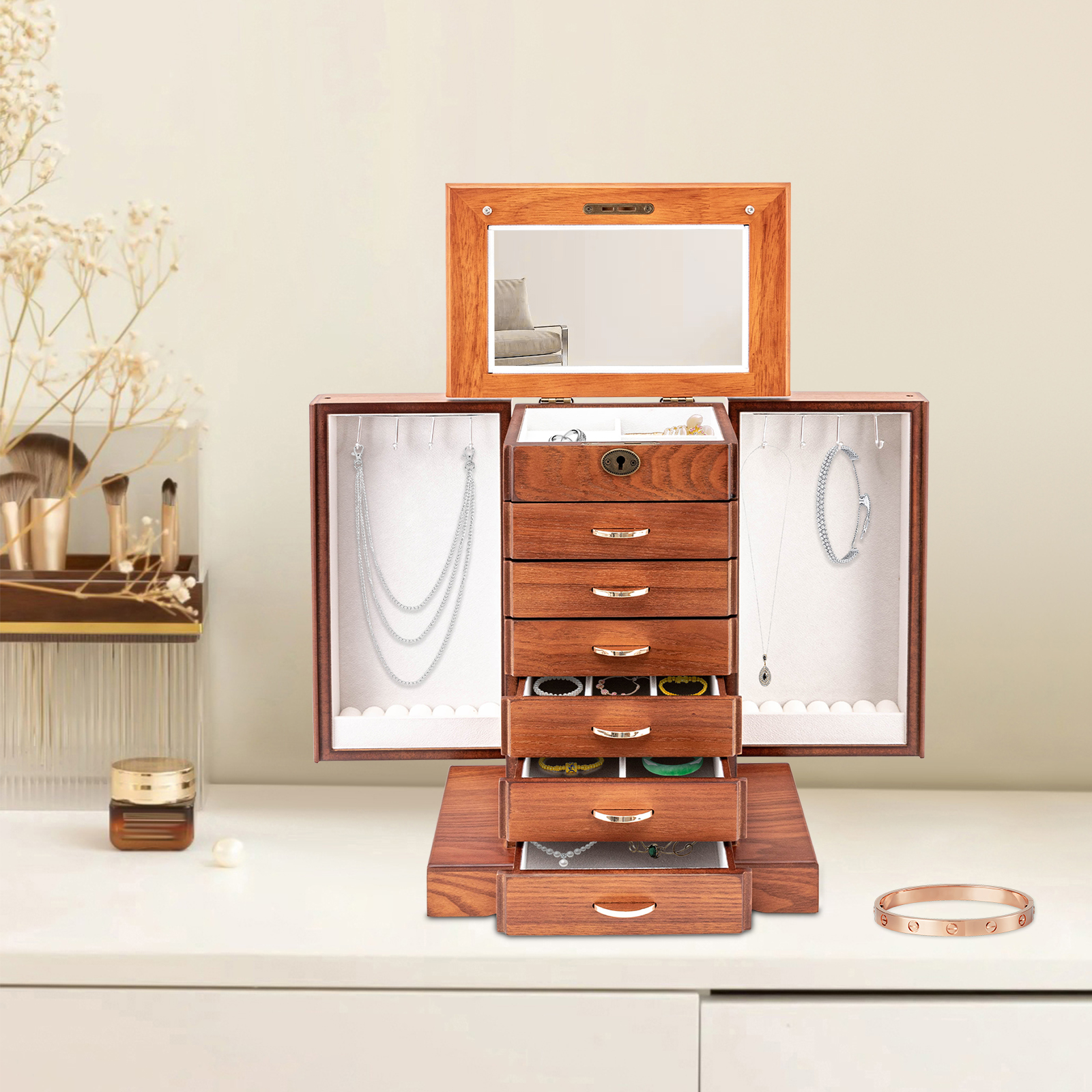 7 Layers Large Jewelry Box wit - Jewelry Stores With Watches 评论和价格