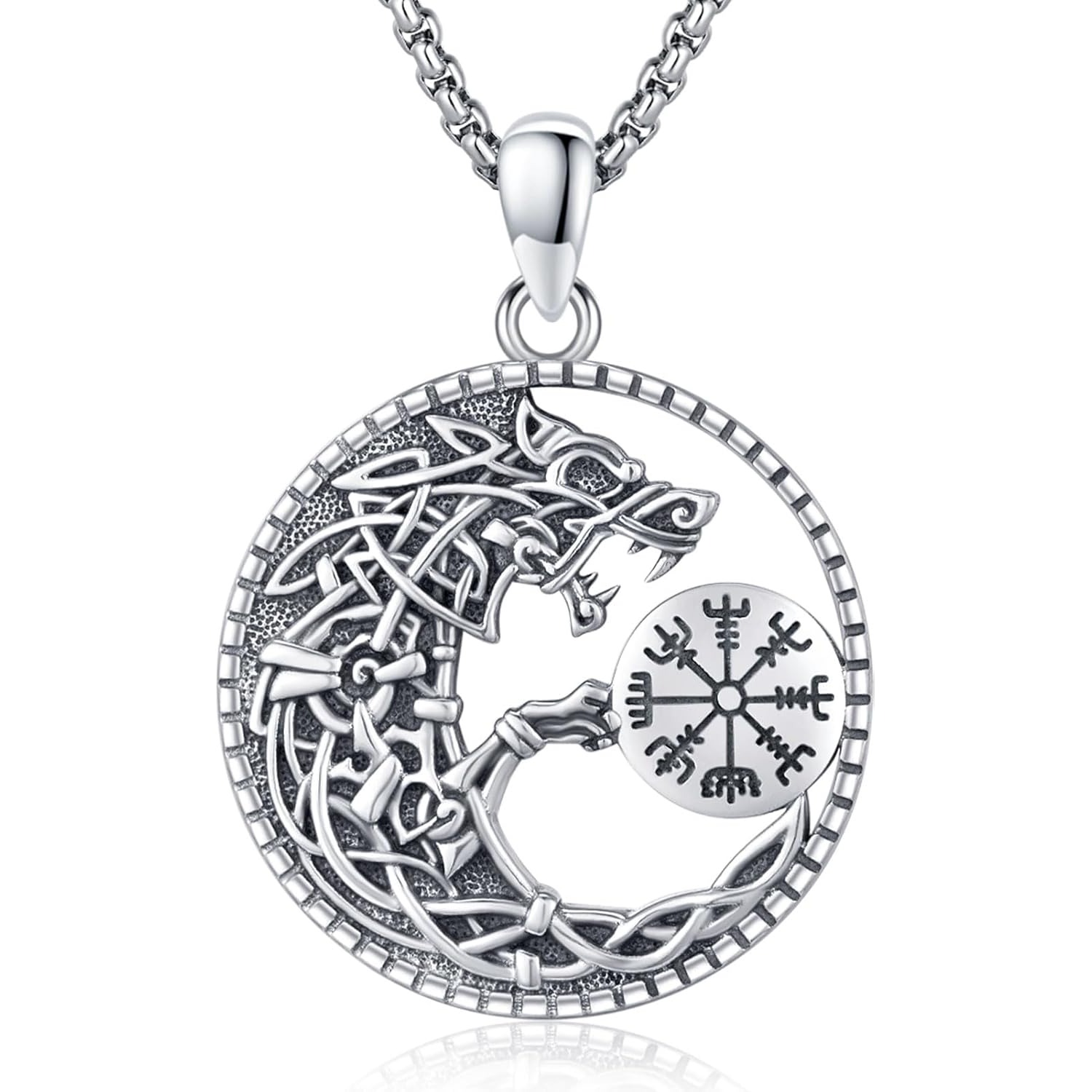 Viking Necklace for Men 925 St - Wolf Jewelry & Watches Tampa 评论和价格