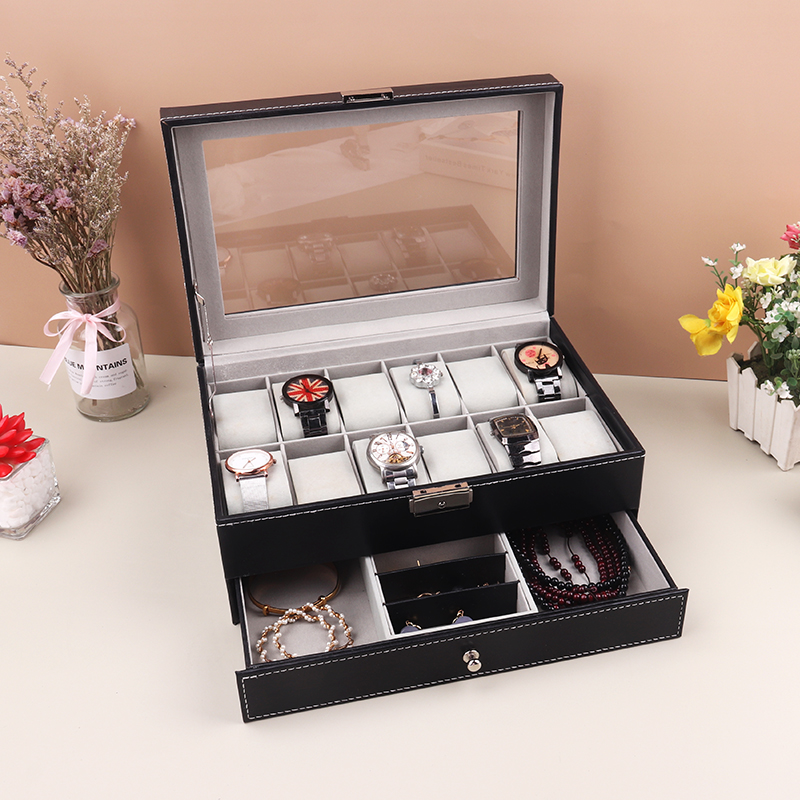 12 Grids Watch Box PU Leather  - Best Jewelry Watches 评论和价格
