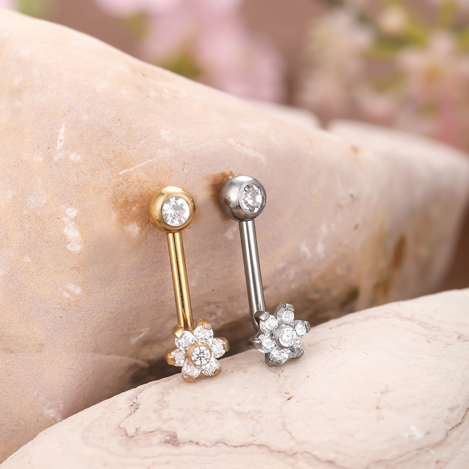 1pc 14G Titanium Flower Christ - Christina Jewelry & Watches Marguerite Ørestik Forgyldt Sølv 评论和价格
