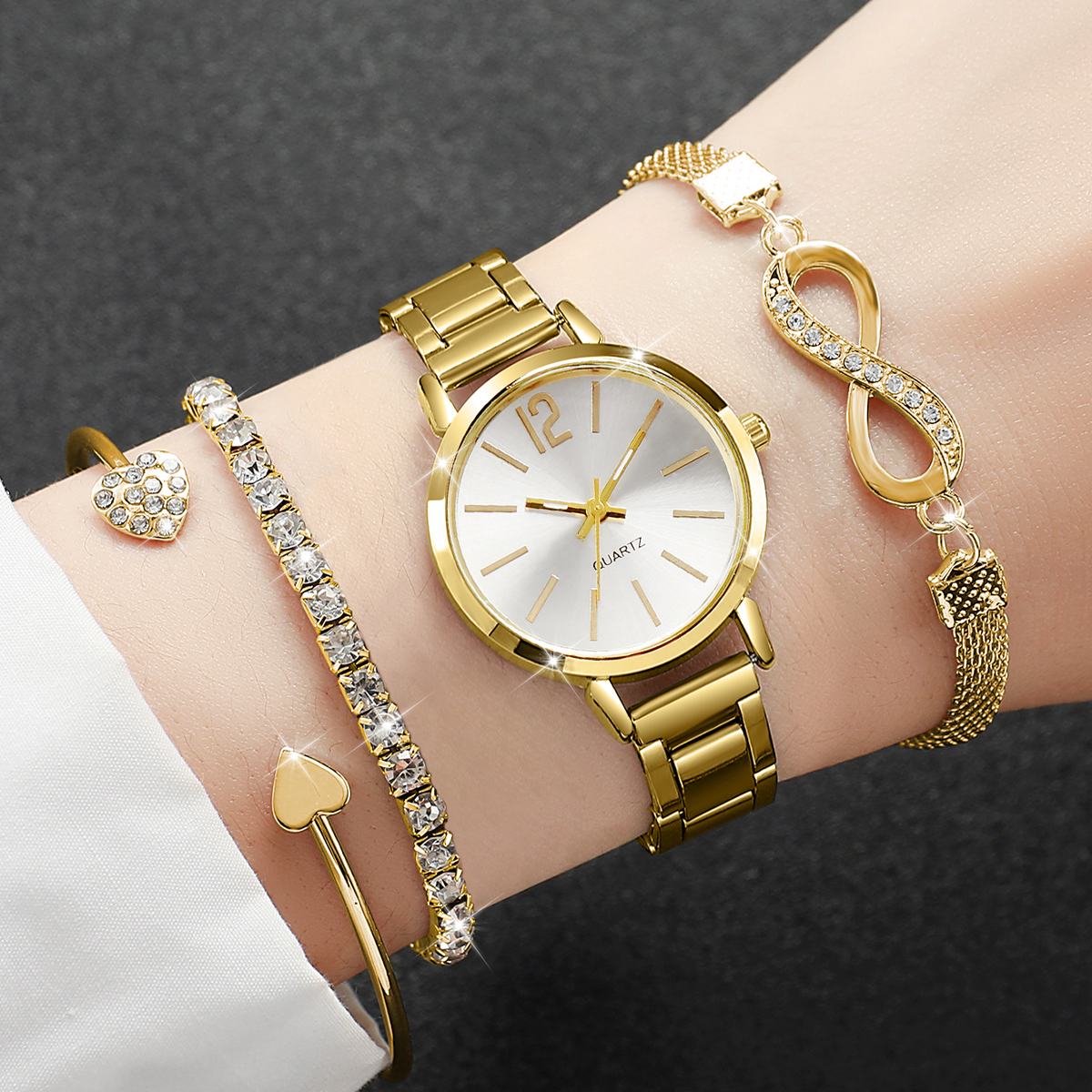 4PCS Fashion Women Watches Dia - Jewelry Diamond Watches 评论和价格