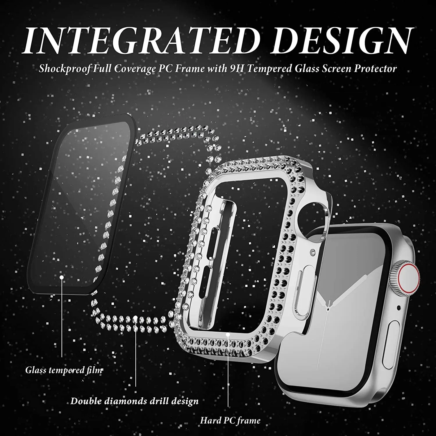 Glass+Diamond Cover For Apple  - Jewelry Smart Watches 评论和价格