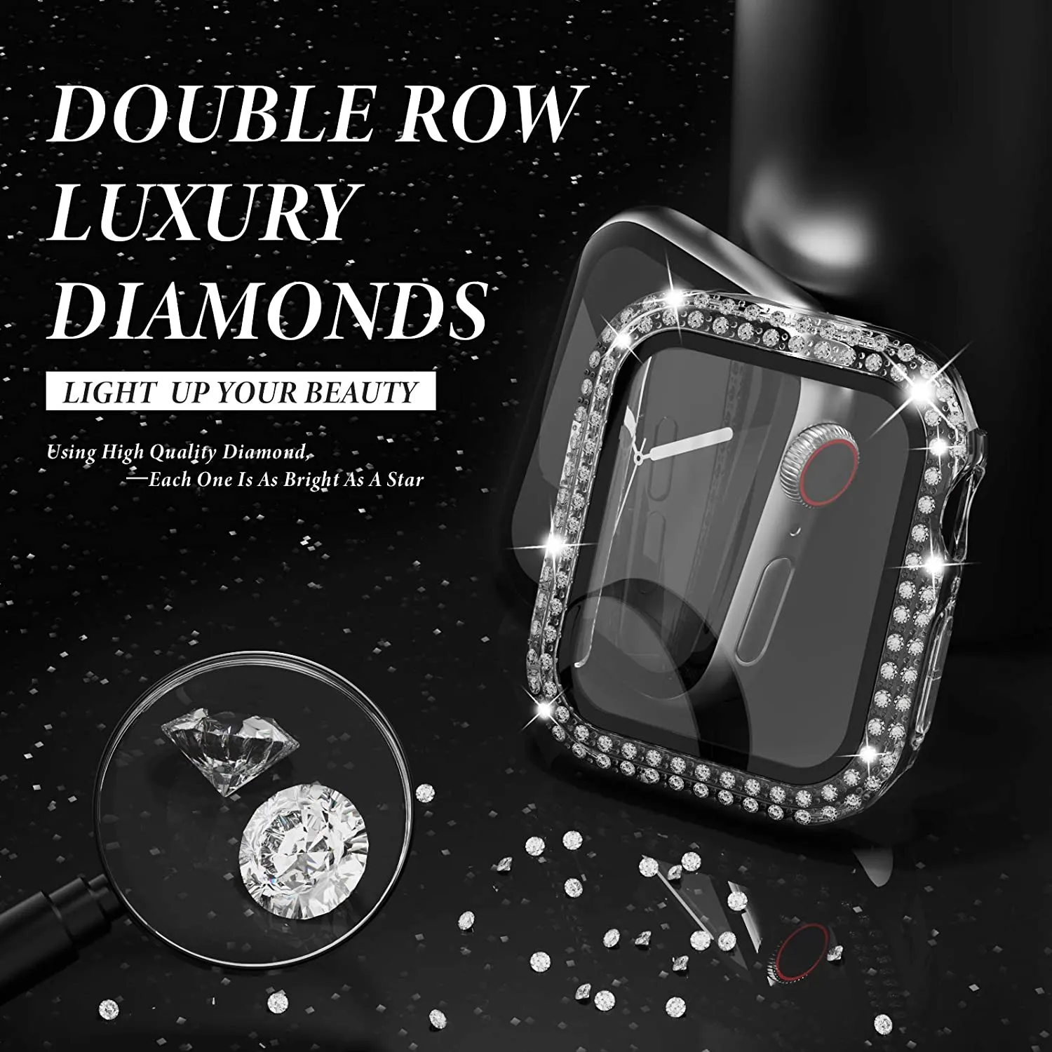Glass+Diamond Cover For Apple  - Jewelry Smart Watches 评论和价格