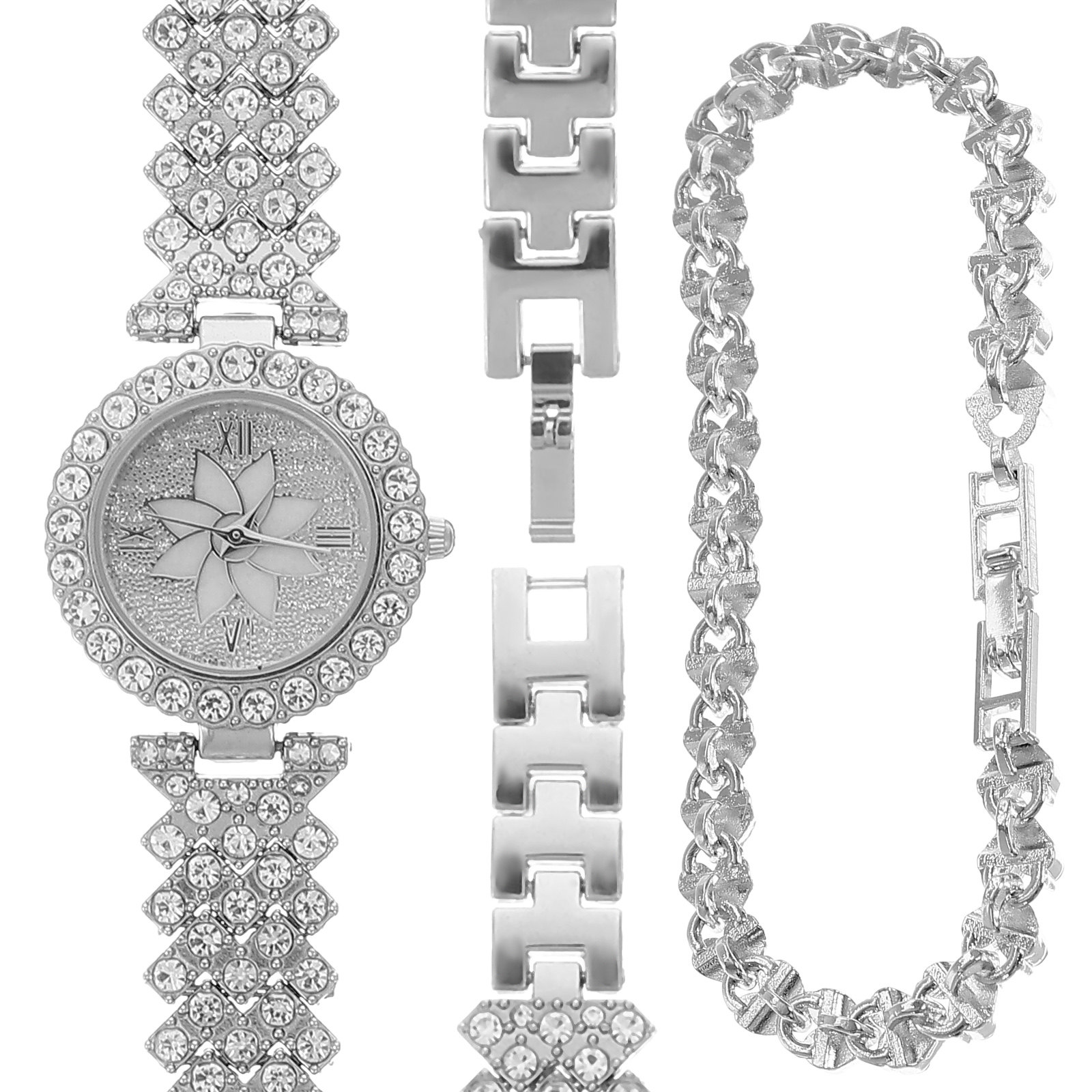 Rhinestone Inlaid Wristwatch F - Luxury Time Watches Jewelry Gold 评论和价格
