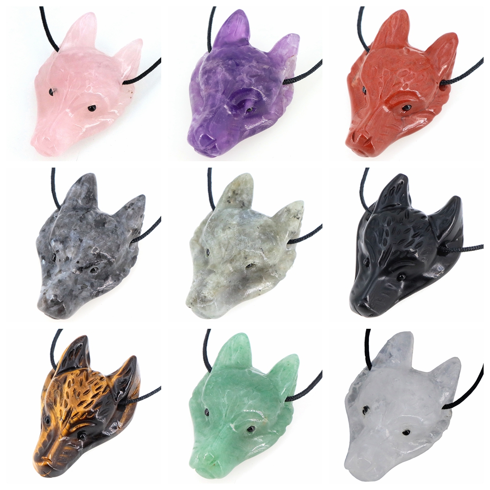 40mm Wolf Head Stone Pendant N - Wolf Jewelry & Watches Tampa 评论和价格