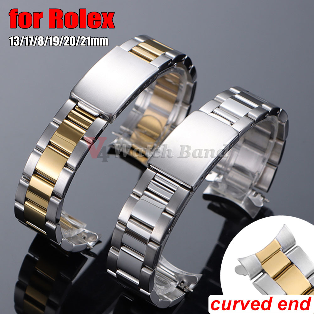 Curved End Metal Strap for Rol - Jewelry Rolex Watches 评论和价格