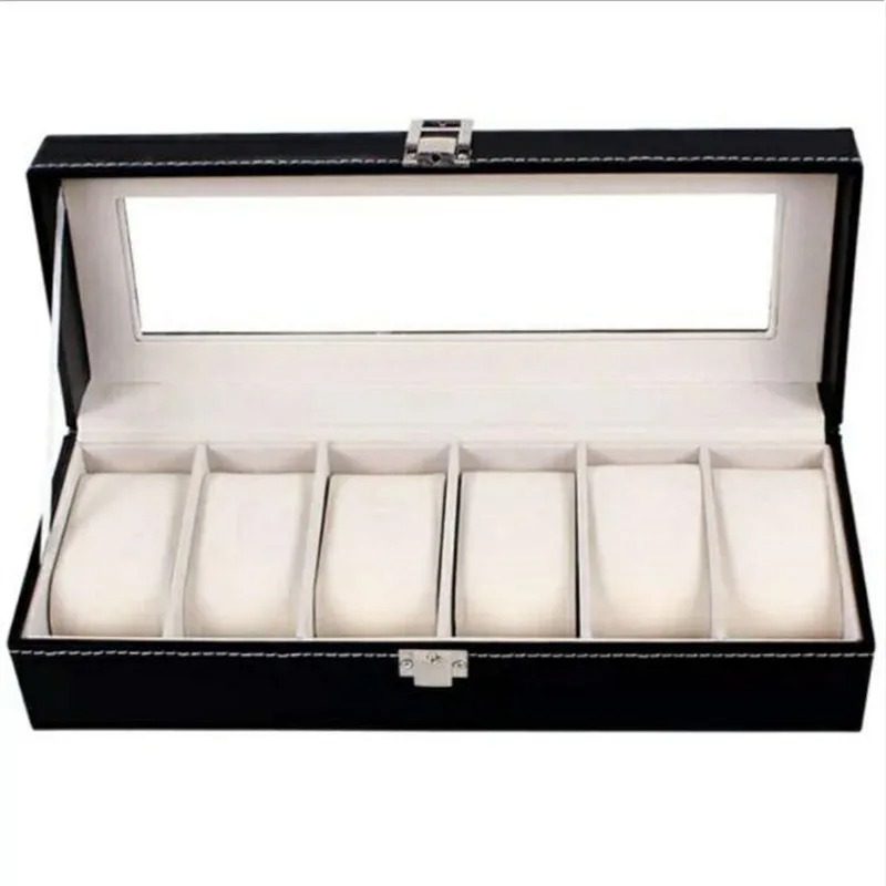 6 Grids Watch Box PU Leather W - Best Jewelry Watches 评论和价格